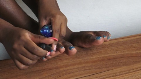 black girls feet toenails painting