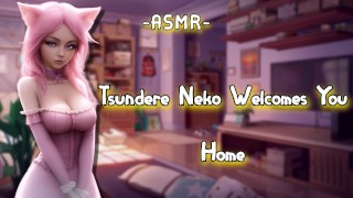 Tsundere Neko Welcomes You Home ASMR Roleplay Binaural F4M
