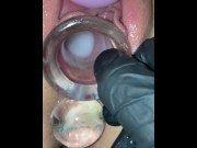 Preview 6 of Cumming in her gaping pussy. Hollow plug