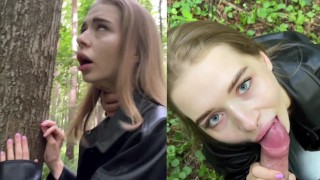 Riskante openbare seks in het bos met Californiababe