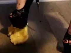 Slowly squashing a banana. Reminds me of something else that needs to get squashed.