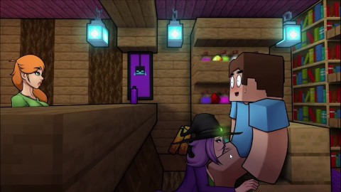 HornyCraft Step Witch is Sucking Cock While Steve Simping On Alex