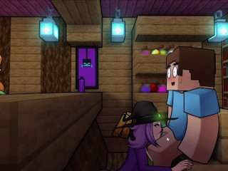 HornyCraft - Belle Sorcière Suce Une Bite Pendant que Steve Simping Sur Alex