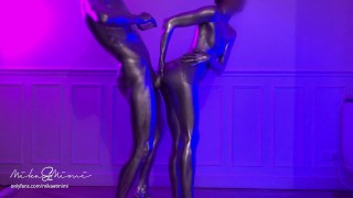 Mika And Mimi Preview Oily Silver Bodypaint