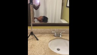 sloppy deepthroat in hotel bathroom