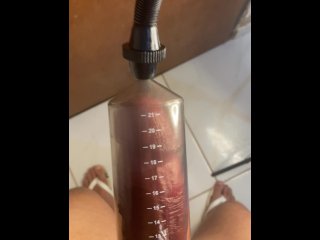 big dick, penis pump, cumshot, pov outdoor