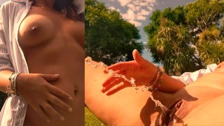 I masturbate outdoors, I don't care that the neighbor spies on me and I squirt while he sees me