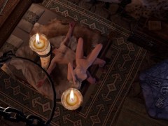 Slim Blonde rides cock sideways | Skyrim Porn Parody