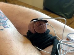 Linking slave balls. Electricity for the male genitals