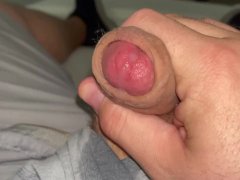 Quick afternoon EDGE session causes fat COCK head to leak a river of PRECUM