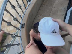 BALCONY BLOWJOB AFTER GOLF. I WONDER IF THE NEIGHBORS SAW..