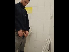 caught a young Italian worker peeing in public toilets