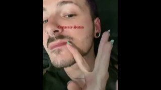 Alternative Stud Sucks And Busts In His Own Mouth Self-Facial