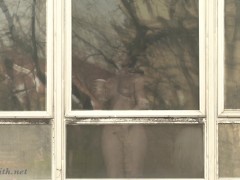 Jeny Smith teasing the strangers thru the window