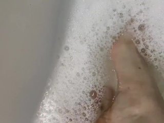 bathroom, foam, girl masturbating, feet