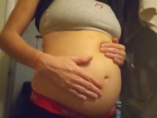 fat belly, amateur, solo female, belly button