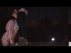 Frisky forest sub Lily Thot revels in rough fucking domination