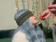 Preview 3 of TASTE GAME - blindfold STEPSISTER got TRICKED and likes the TASTE of my DICK?!- alyssasluut