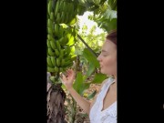 Preview 2 of Hot girl Joanna Plum suckes green banana and use it as anal plug