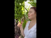 Preview 3 of Hot girl Joanna Plum suckes green banana and use it as anal plug