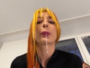Preview 5 of Saliva Bukkake On Your Face - POV Spitting Femdom With Mistresses Kira, Agma, Jucy, Sofi