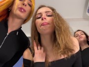 Preview 6 of Saliva Bukkake On Your Face - POV Spitting Femdom With Mistresses Kira, Agma, Jucy, Sofi