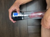 suction pump sucking the cock in and making it big and full of veins