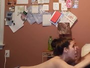 Preview 1 of Hot amateur college girl gives blowjob and edges the tip of hard cock.