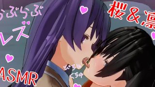 Recommended Headphones For Yuri Erotic Anime Featuring A Flirtatious Lesbian Kiss Between Rin And Sakura