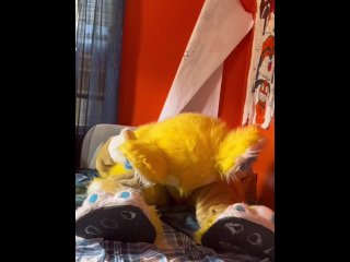 Bingo has a little fun in solo Fursuit porn