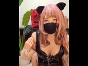 Preview 3 of Individual photo Pink hair cat ear man's daughter masturbates a video