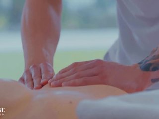 Delphine Films  Stunning Blonde Babe Kenzie Anne Cheats On Her Husband With Young Masseuse screenshot number 0