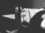 Preview 2 of Femdom Brunette Eva Latex Black White Dress Big Ass Milf Hot Heels Panties Stockings BDSM Footfetish