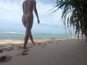 Preview 2 of Naked Girl walks on the shore of the Indian Ocean