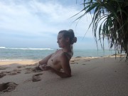Preview 4 of Naked Girl walks on the shore of the Indian Ocean