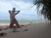 Preview 6 of Naked Girl walks on the shore of the Indian Ocean