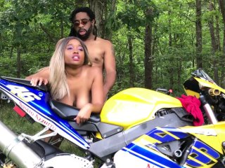 Don Whoe Drills Nina Rivera 's tight pussy on his motorcyle outdoor thick ebony all natural