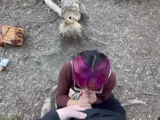 (RISKY)POV Blowjob on Public Trail_with Facial