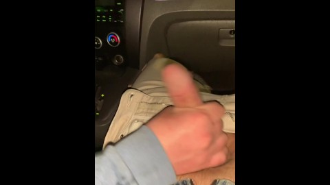 Jerking off in my car with my friend watching