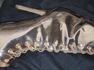 Fucking my wifes Gold thigh high boots