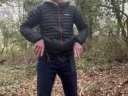 Preview 1 of Public masturbation of my big cock outdoors. Hung, horny guy wanking outside dogging