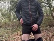 Preview 3 of Public masturbation of my big cock outdoors. Hung, horny guy wanking outside dogging