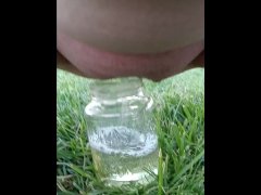 Pissing in jar