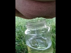 Pissing in jar