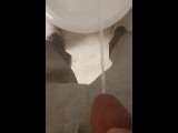 piss pissing toilet pig // / me meo con gusto