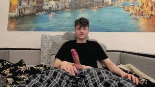 A Cute Twink Is Jerking Off A Big Cock