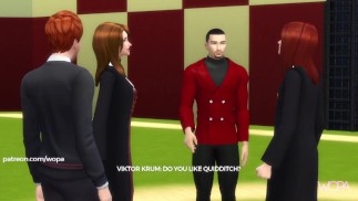 Ginny and Hermione having sex with Viktor Krum in front of stupid cuckold Ron