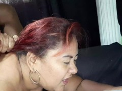 I interrupt my stepaunt's break so she can give me a delicious oral
