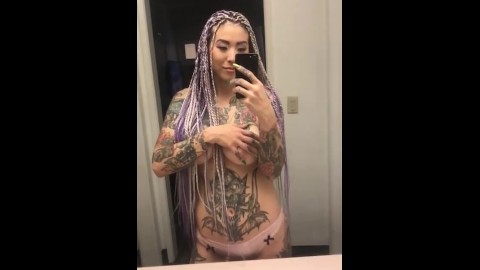 Strip tease in the trap sexy tattoo asian big tits thot Japanese asian tatted ink pole dancer show