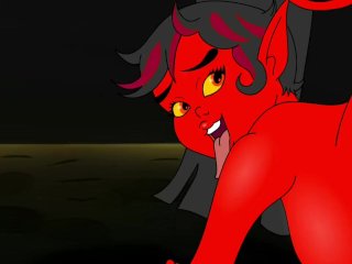 devil, big tits, orgasme, red